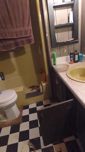 Getting back to work and cleaning out this disgusting bathroom! It's like the previous owners took their showers and left. Towels, shaving cream and shampoos, like they were coming back. Then the stray cat used the bathtub as her litter box... Getting this cleaned from top to bottom and I've decided to use Blue Beads on the walls. More to come! #mobilehome #mobilehomeremodel #mobilehomerenovations #Mobilehomerenovation #bedroomremodel #homesteader #homesteadlife #homesteading #mobilehomemakeover