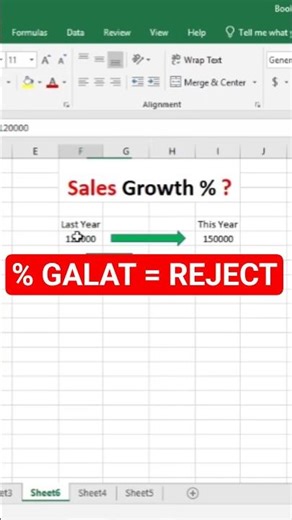 ❌ Galat % Formula = Interview Reject 😱 | Excel Growth %
