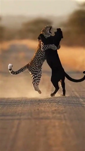 Black Panther vs Leopard 😱 Rare Fight Caught on Camera! #shorts
