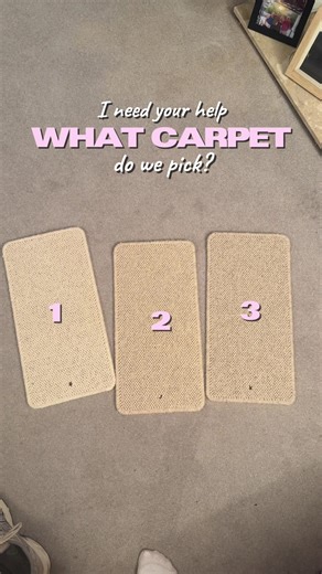 Which carpet are we choosing?! 👀✨ 1, 2 or 3? Vote in the comments ⬇️ (and tell me why!) #HomeRenovation #InteriorDesign #CarpetChoices #NeutralHome #DIYHome carpet colour ideas, choosing carpet samples, best carpet for living room, neutral carpet tones, warm vs cool carpet, beige carpet, grey carpet, cream carpet, home renovation decisions, interior design help, cosy home decor, flooring inspiration, modern home style, UK home interiors, decorating on a budget