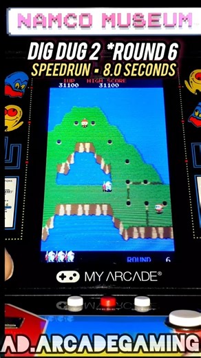 My Arcade Dig Dug 2 Round 6 Speedrun 8.0s ☆ Namco Museum Mini Player
