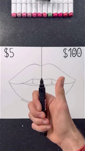Comparing lip drawings using budget and premium art supplies