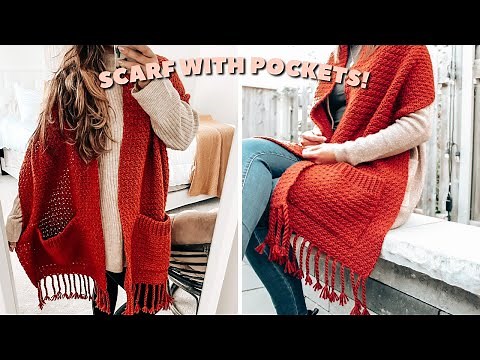HOW TO CROCHET A SCARF WITH POCKETS - THE AMBER BLANKET SCARF | CJ Design by Danii's Ways