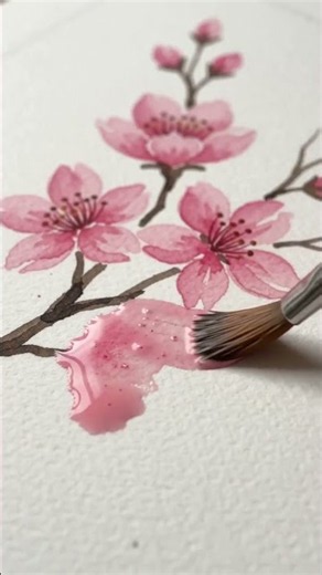 Easy Cherry Blossom Painting Step by Step 🌸 | Satisfying Flower Art
