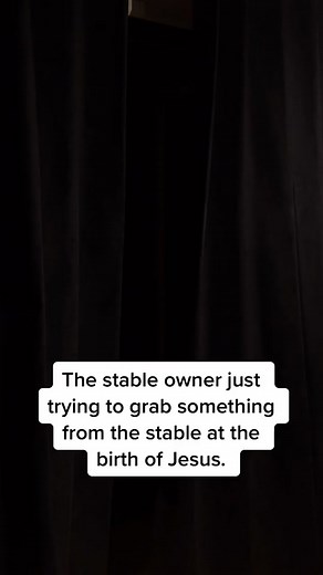 The stable owner just trying to grab something from the stable at the birth of Jesus. #christmas #xmas #nativity #fyp