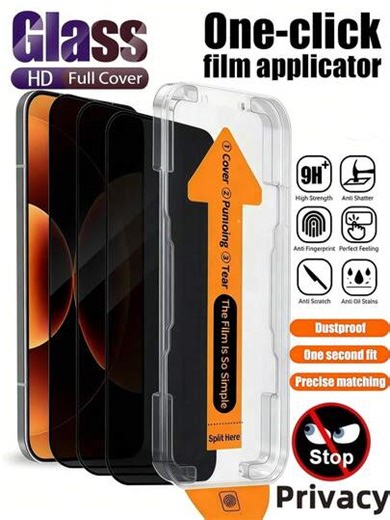3pcs Privacy One Click Dust-Free Installation Anti-Peep Tempered Glass Screen Protector Anti Spy Explosion-Proof And Scratch Resistant Compatible With Samsung Galaxy S26 S25 S24 Ultra FE A57 A56 A37 A36 A17 A27 A16 A26/Compatible With Xiaomi 15T 14T 13T Poco M6 M7 X6 Note 14 13 Pro 4G 5G 14C A5 A4/Compatible With IPhone 17/16 Pro Max Series 9H Hardness High Strength Silk Screen Printing Process No Bubbles, Automatic Adsorption, Easy Installation, Phone Protector | SHEIN