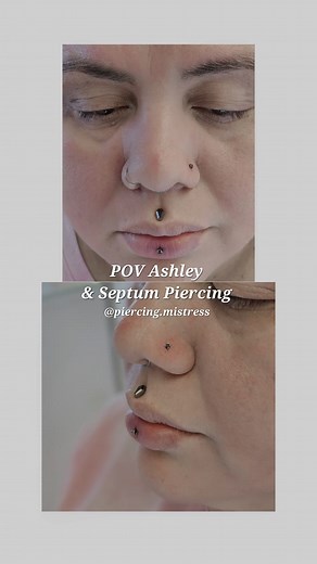 Here's another POV shot of an Ashley piercing, or inverse vertical labret, and a nostril piercing. Her medusa was also done by me and is fully healed and downsized. I don't know if you guys enjoy watching me prep, but if you do, let me know, so I can include more clips in future videos. DM me if you have any questions. . . . #professionalpiercer #safepiercing #inverseverticallabret #ashleypiercing #nostrilpiercing #pairednostrils #healedmedusa #orangepiercings #piercingsinorange #professionalpie