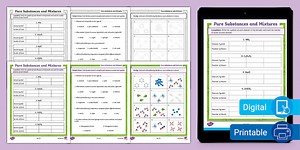 Sixth Grade Classifying Matter: Pure Substances and Mixtures Worksheet