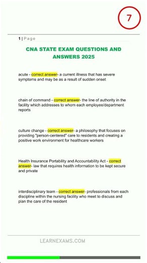 CNA STATE QUESTIONS AND ANSWERS