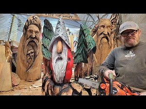 Power carving a Gnome home with trees- 1 piece.