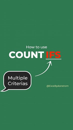 Excel by Karstrom | How to use COUNTIFS in Excel!🌟 Save this so you won’t forget it💡 #excel #exceltips #spreadsheets #corporate #accounting #finance | Instagram