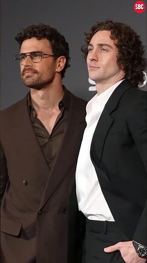 Theo James & Aaron Taylor-Johnson at the premiere of new film "Fuze" on March 26, in London.