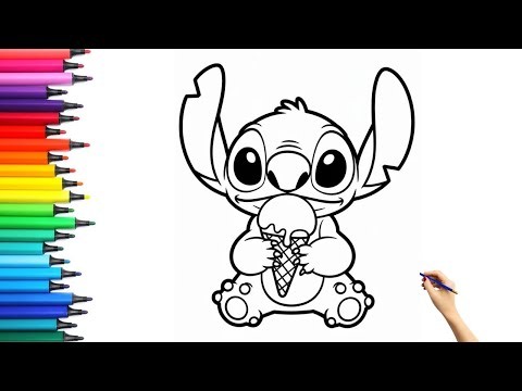 How To Draw Stitch And Lilo | Stitch Eating Ice cream🍦