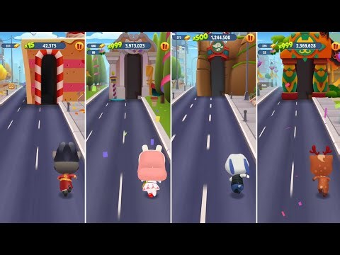 Talking Tom Gold Run Fortune Tom vs Bunny Beauty Angela vs Deputy Hank vs Reindeer Ginger Gameplay
