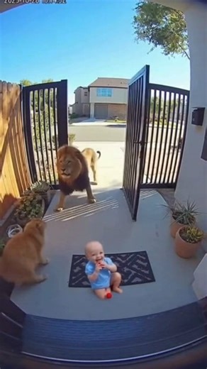 Fearless House Cat Battles Lion to Protect Baby – Real Security Footage! 🐱🦁⚠️ #HeroCat #CatVsLion #BabySaved #RingCam #ProtectBaby | Brave Cam Moments