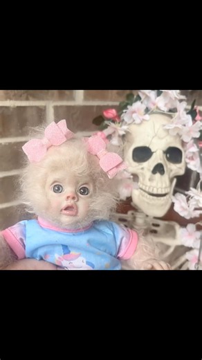 Baby yeti Icelyn likes our spring skeleton
