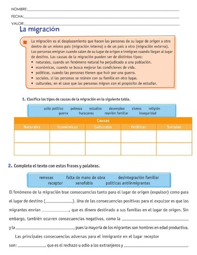Migración online worksheet