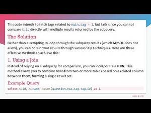 How to Efficiently Loop MySql Subquery Results