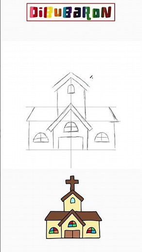 Drawing a church step by step