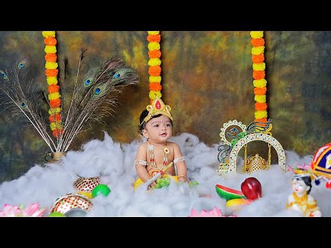 Janmashtami baby photoshoot ideas at home| krishna baby photoshoot | baby photoshoot ideas