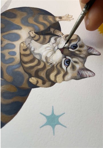 Kittypillar painted with gouache and watercolor ❤️🐛 #gouachepainting #artistsoftiktok #paintok #paintingprocess #drawing #watercolor