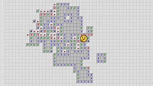 ``Minesweeper spoiled by AI'' that AI solves all the parts that can be solved by Minesweeper and becomes a mere luck game