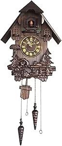 Wall Cuckoo Clocks Black Forest Wooden Cuckoo Clock. Black Forest Hand-Carved Cuckoo Clock. Bright Cuckoo Bird Sounds On The Hour and Chime Has Automatic Shut-Off. Excellent Gift.