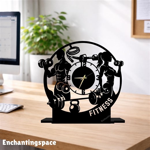 Personalized Gym Metal Table Clock, Fitness Desk Accent for Home Gym Decor, Modern Shelf Clock for Workout Lover - Etsy