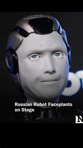One of Russia’s first humanoid robots, known as AIDOL, glitched and collapsed on stage during its unveiling in Moscow, prompting staff to rush in and shield it from journalists with black curtains. | Newsweek