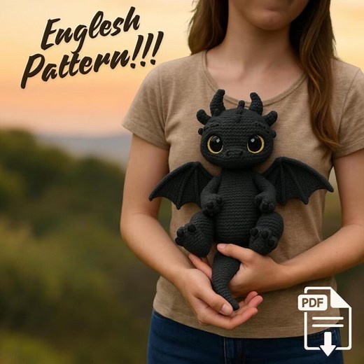 Toothless Crochet Pattern: Night Fury Plush Toy (pdf download) - Etsy