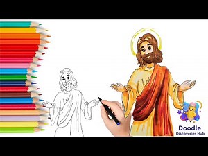 How to Draw Jesus Christ and Coloring | Step-by-Step Christian Art Tutorial