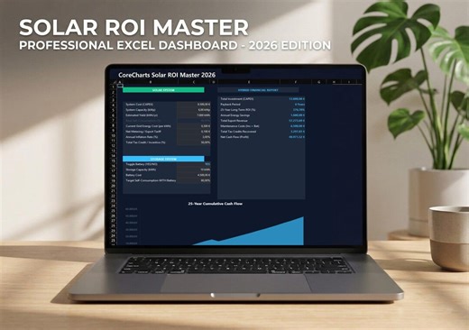 Professional Solar ROI Calculator 2026 - Excel Template for Solar and Battery Storage