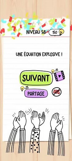 Brain test niveau 58 - Comment rendre cette équation correcte ?