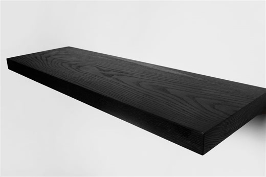 Ash Black Floating Shelf, Rustic Wood Shelves, Custom Length - Etsy
