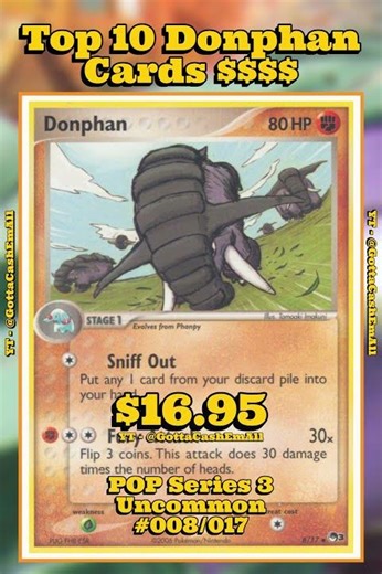 Top 10 Rarest & Most Expensive Donphan Pokémon Cards! #pokemon #pokemoncards #pokemontcg #top10 #tcg