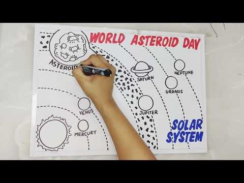 Solar system drawing / A4 size sheet / very easy way - step by step/World Asteroid Day Poster