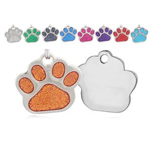 [Hot Item] Zinc Alloy Metal Paw Shaped Dog Tag Pet Tag with Different Colors