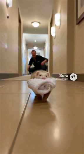 Training Ferrets for hotel maintenance job #Ferrets #maintenance