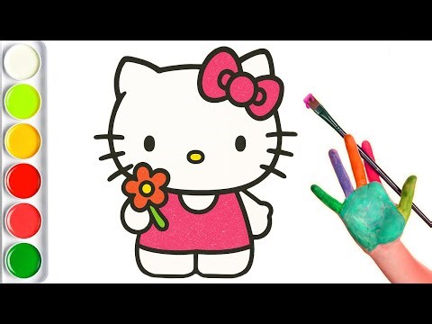 How to Draw Hello Kitty with Flower 🌸