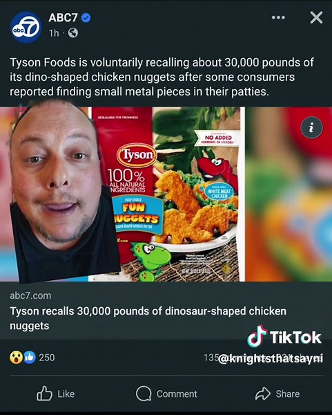important recall! #dinonuggies #nuggies #Tyson #nuggets #25to40 #men #alert #news #beware #recall #food