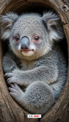 🐨 Sleepy Baby Koala Hugging a Log 💛 | Cute & Viral Animal Shorts #cute #trending #animals