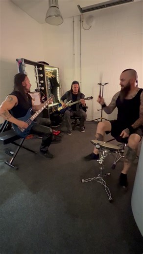 Branded like an animal I can still feel the burn in my mind... Having some fun with "Perfect Insanity" backstage in Germany 🎸🎸🥁 | Disturbed