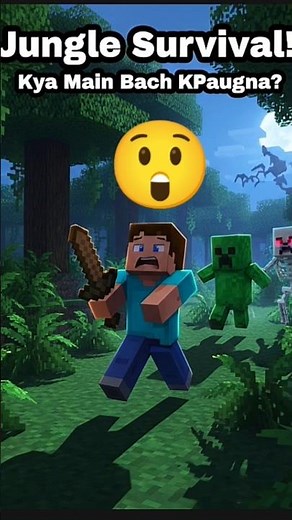 Minecraft Jungle Survival – Kya Main Bach Paunga?" 🤯😲😦 #minecraft #shorts