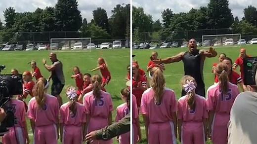 The Rock -- Leads Girls Soccer Team ... In Maori War Dance