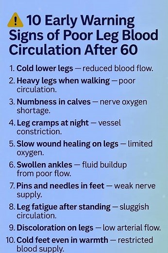 ⚠️ 10 Early Warning Signs of Poor Leg Blood Circulation After 60