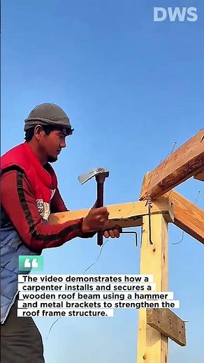 Roof Beam Installation with Hammer | Traditional Wooden Roof Carpentry Technique