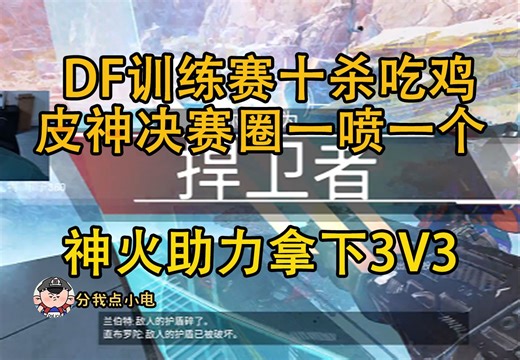 DF训练赛十杀吃鸡！皮特决赛圈一喷一个！3V3的神火！DF这盾战真的猛！