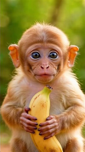 Cute Baby Monkey Protecting Banana 😳🍌 | Funny Monkey Shorts #trending #funny #babymonkey #banana