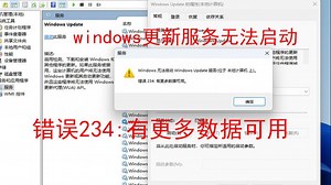 windowsupdate或者windows更新服务无法启动，windows无法启动 windows更新服务 提示"错误234：有更多数据可用" 有更多数据可用