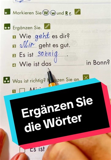 Deutsch lernen: Wörter ergänzen für Anfänger